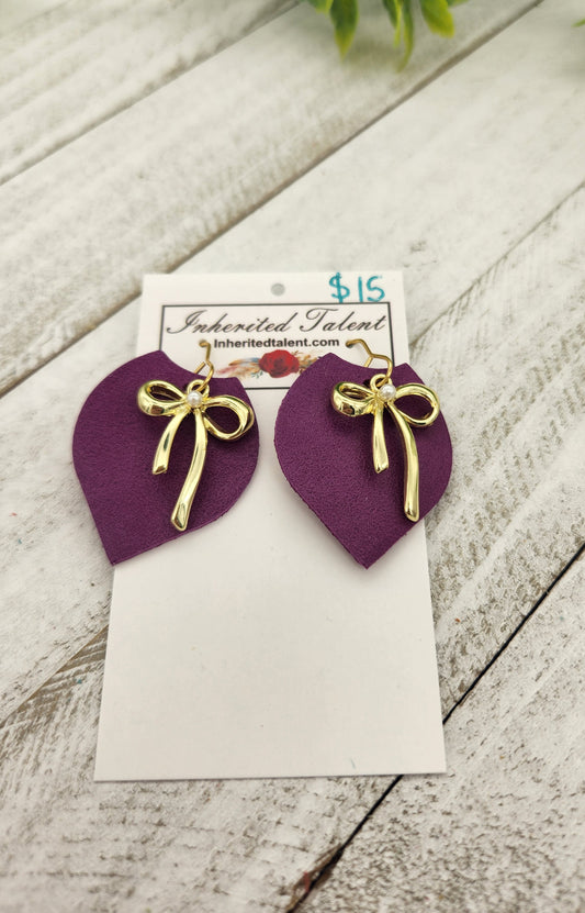 Purple Bow Earrings