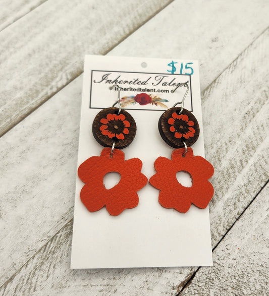 Orange Flower Earrings