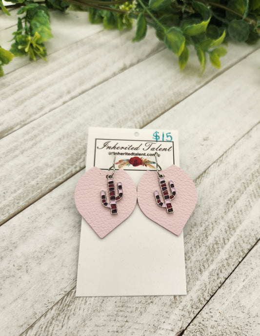 Pink Cactus Earrings
