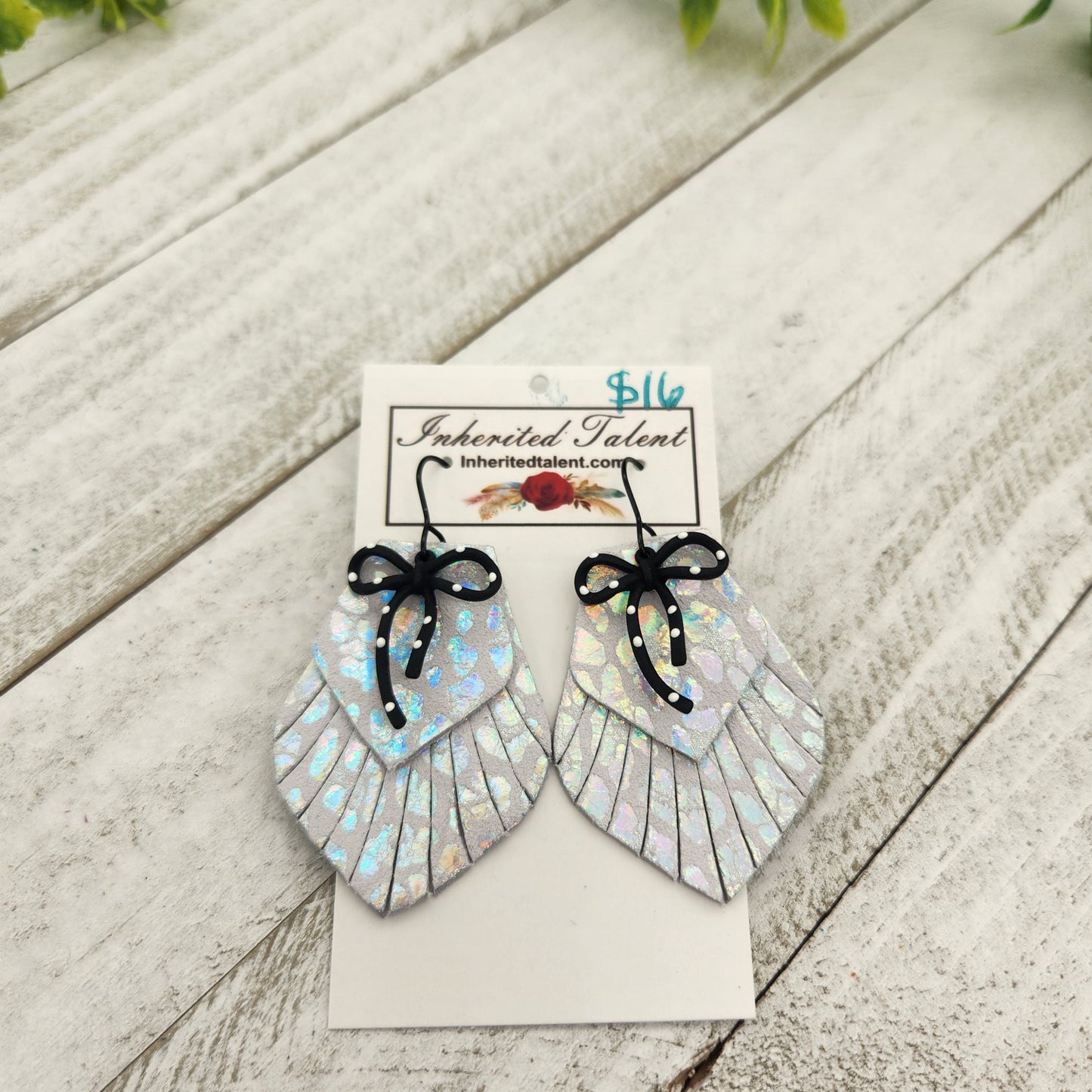 Black and White Bow Earrings