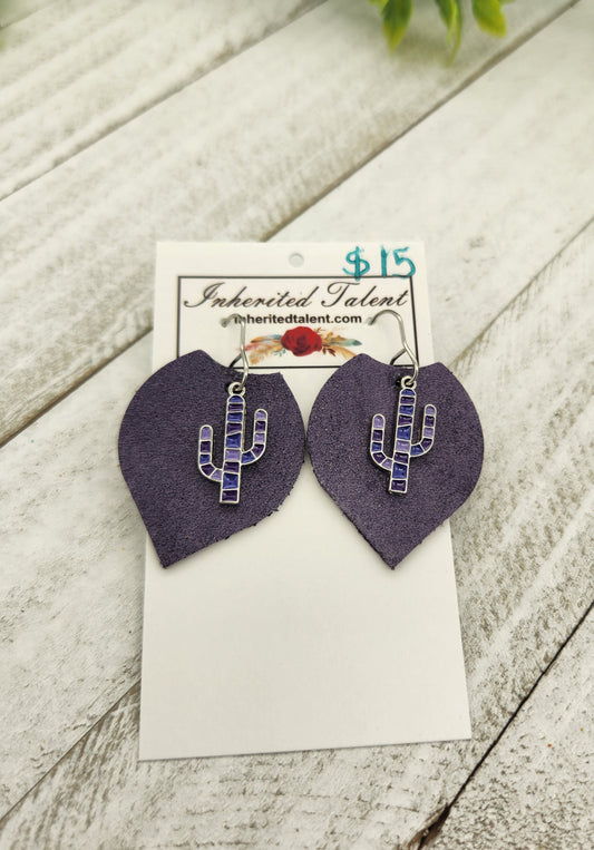 Purple Cactus Earrings