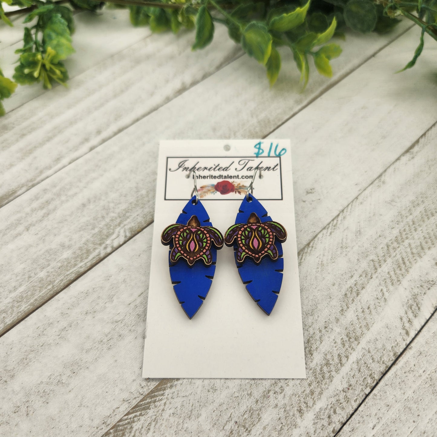 Turtle Wood Earrings