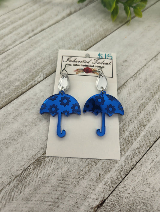 Blue Umbrella Earrings
