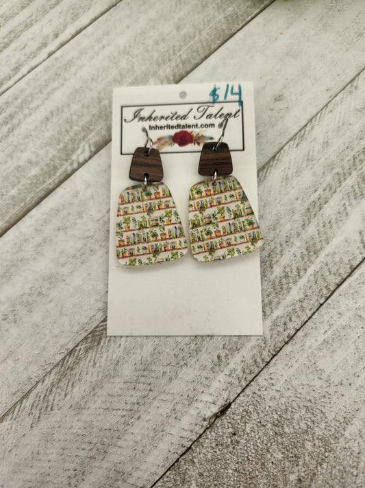 Plant And Book Earrings