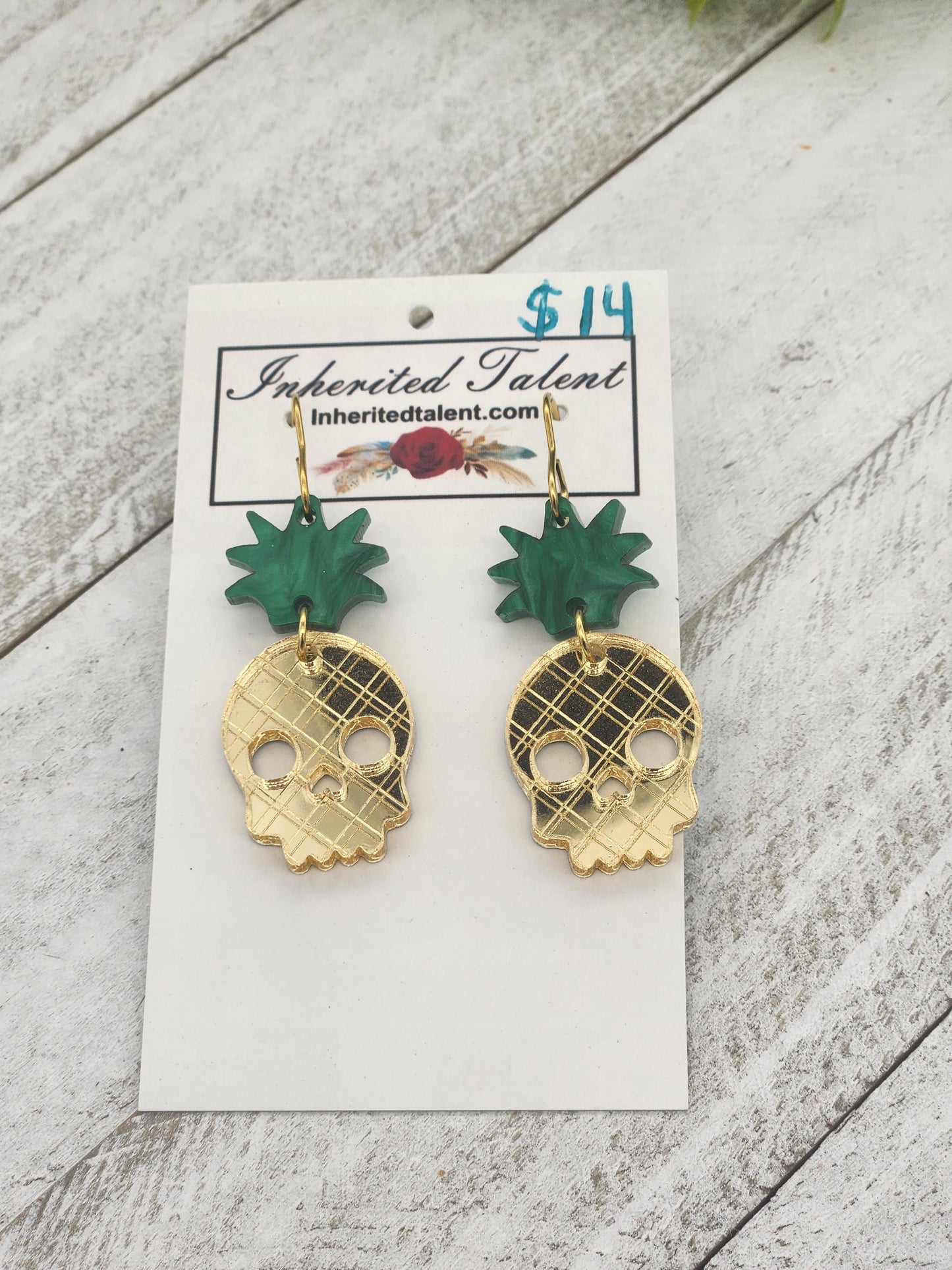 Pineapple Skeleton Plant Earrings